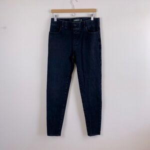Betabrand Signature Mid-Rise Denim Pull-On Skinny Jean Black Rinse
